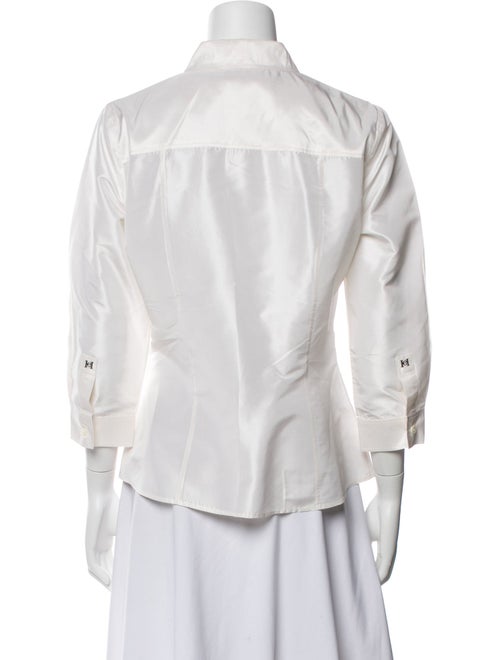 Carolina Herrera Silk Three-Quarter Sleeve Button-Up Top