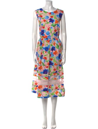 Carolina Herrera Floral Print Midi Length Dress