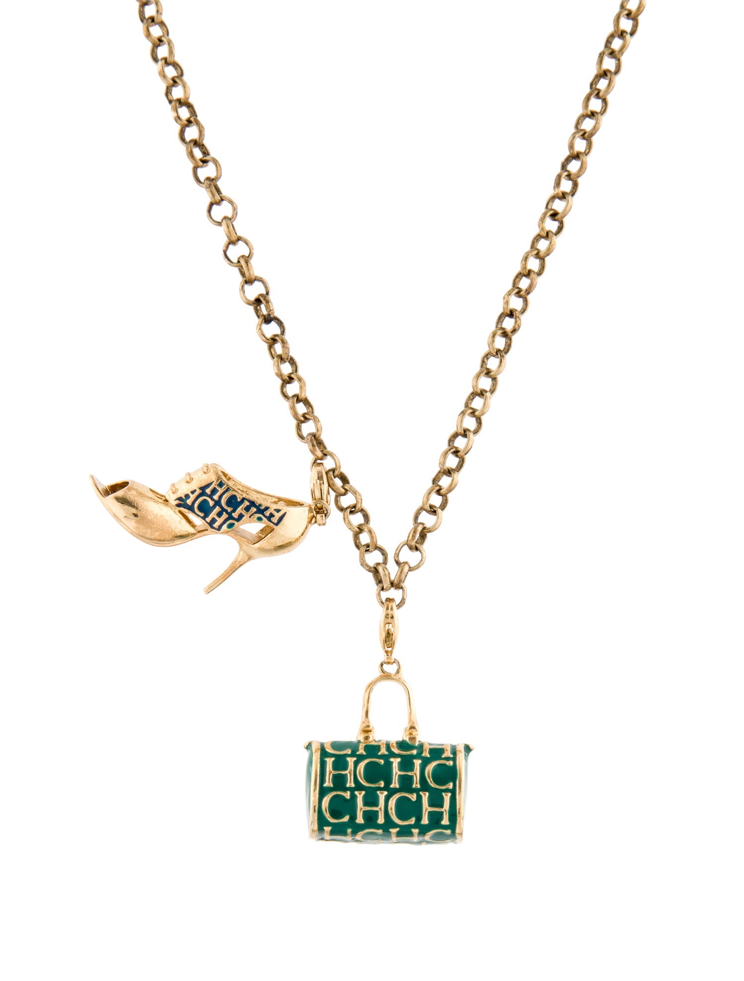 Carolina Herrera Enamel Purse & Heel Charm Necklace
