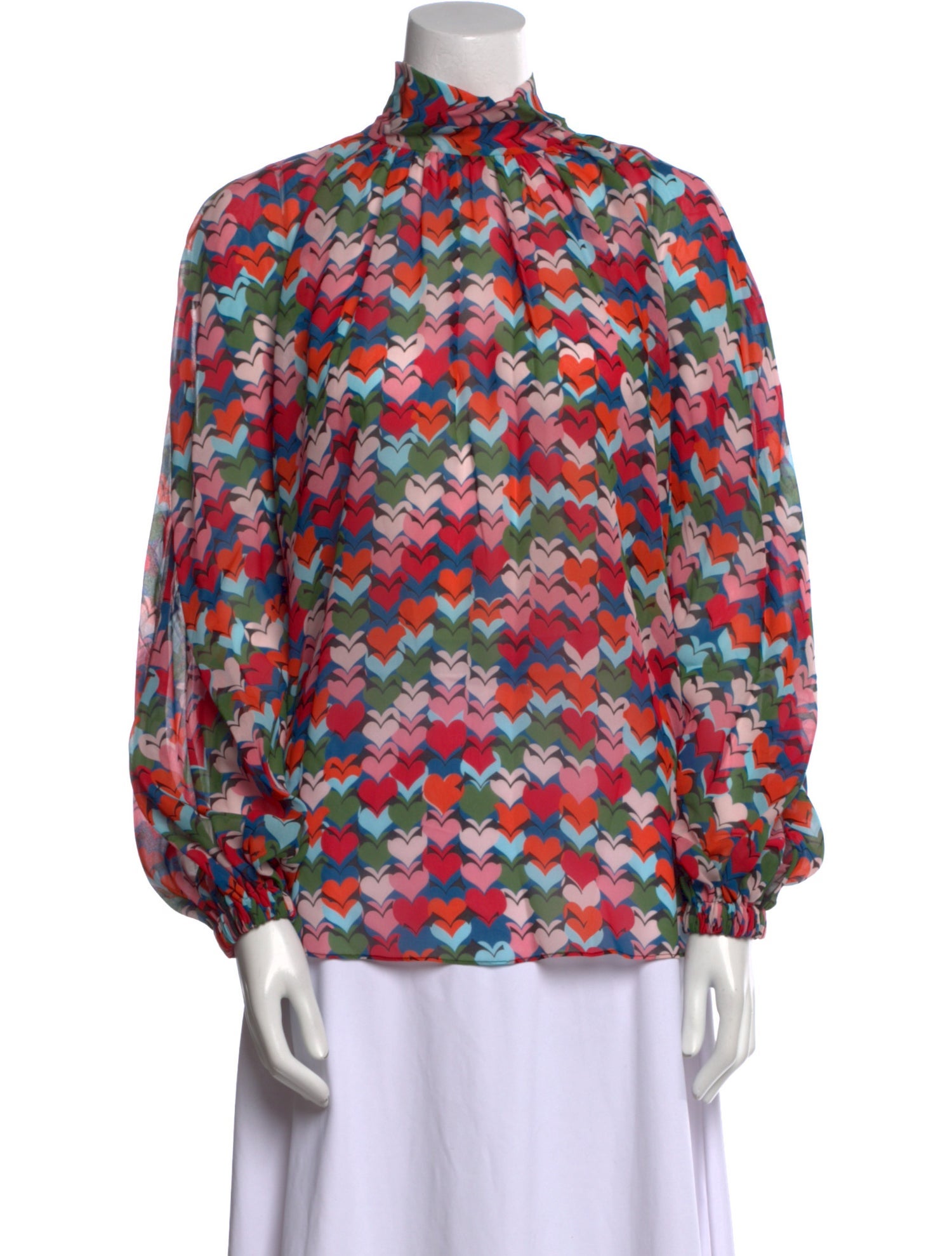 Carolina Herrera Printed Mock Neck Blouse w/ Tags
