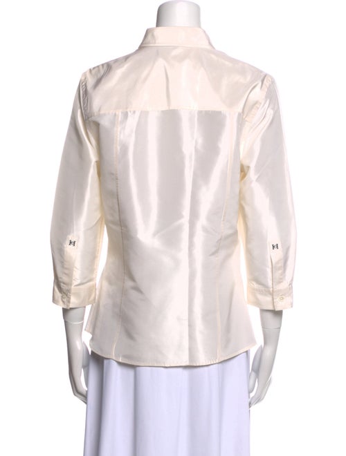 Carolina Herrera Silk Three-Quarter Sleeve Button-Up Top
