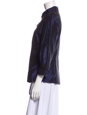 Carolina Herrera Silk Three-Quarter Sleeve Button-Up Top
