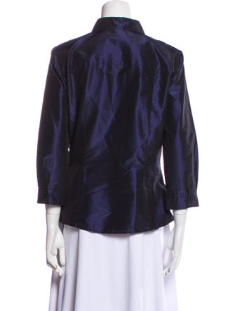 Carolina Herrera Silk Three-Quarter Sleeve Button-Up Top