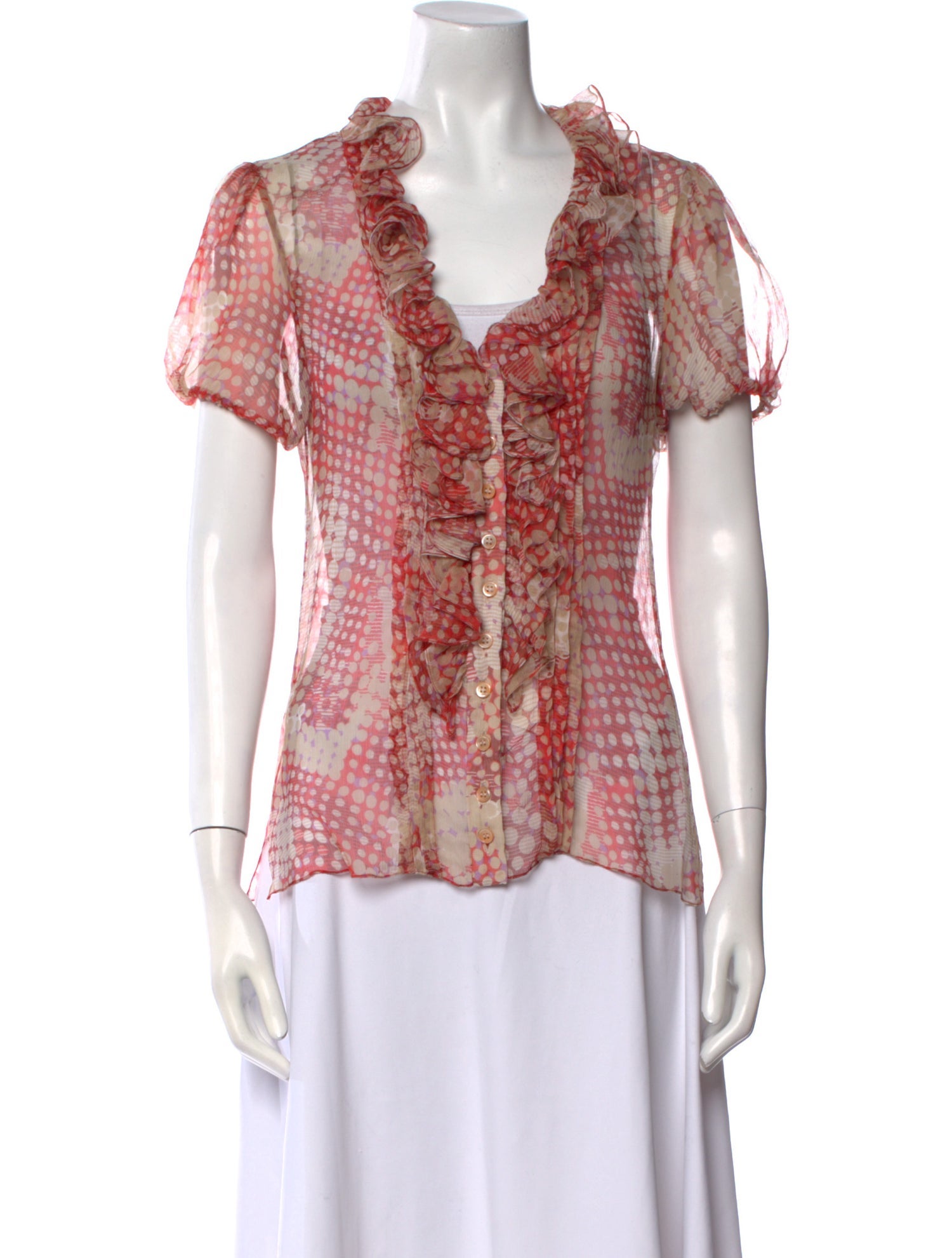 Carolina Herrera Printed V-Neck Blouse