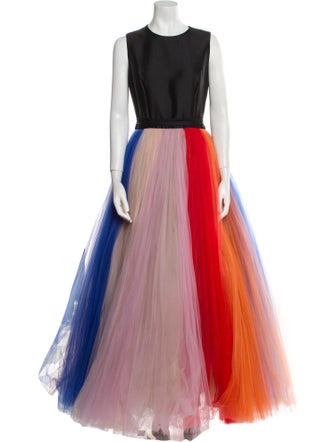 Carolina Herrera Colorblock Pattern Long Dress