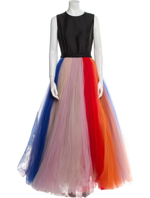 Carolina Herrera Colorblock Pattern Long Dress