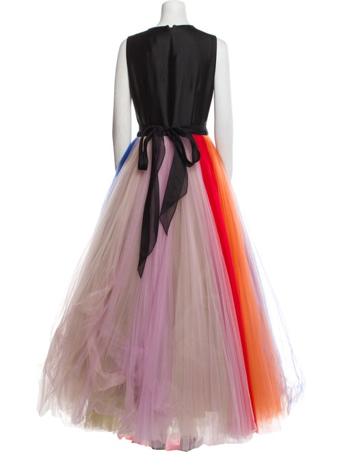 Carolina Herrera Colorblock Pattern Long Dress