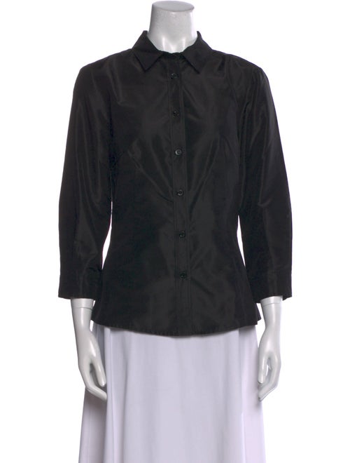 Carolina Herrera Silk Three-Quarter Sleeve Button-Up Top