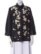 Carolina Herrera Floral Print Three-Quarter Sleeve Button-Up Top