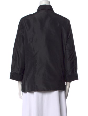 Carolina Herrera Floral Print Three-Quarter Sleeve Button-Up Top