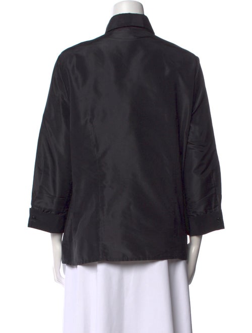 Carolina Herrera Floral Print Three-Quarter Sleeve Button-Up Top