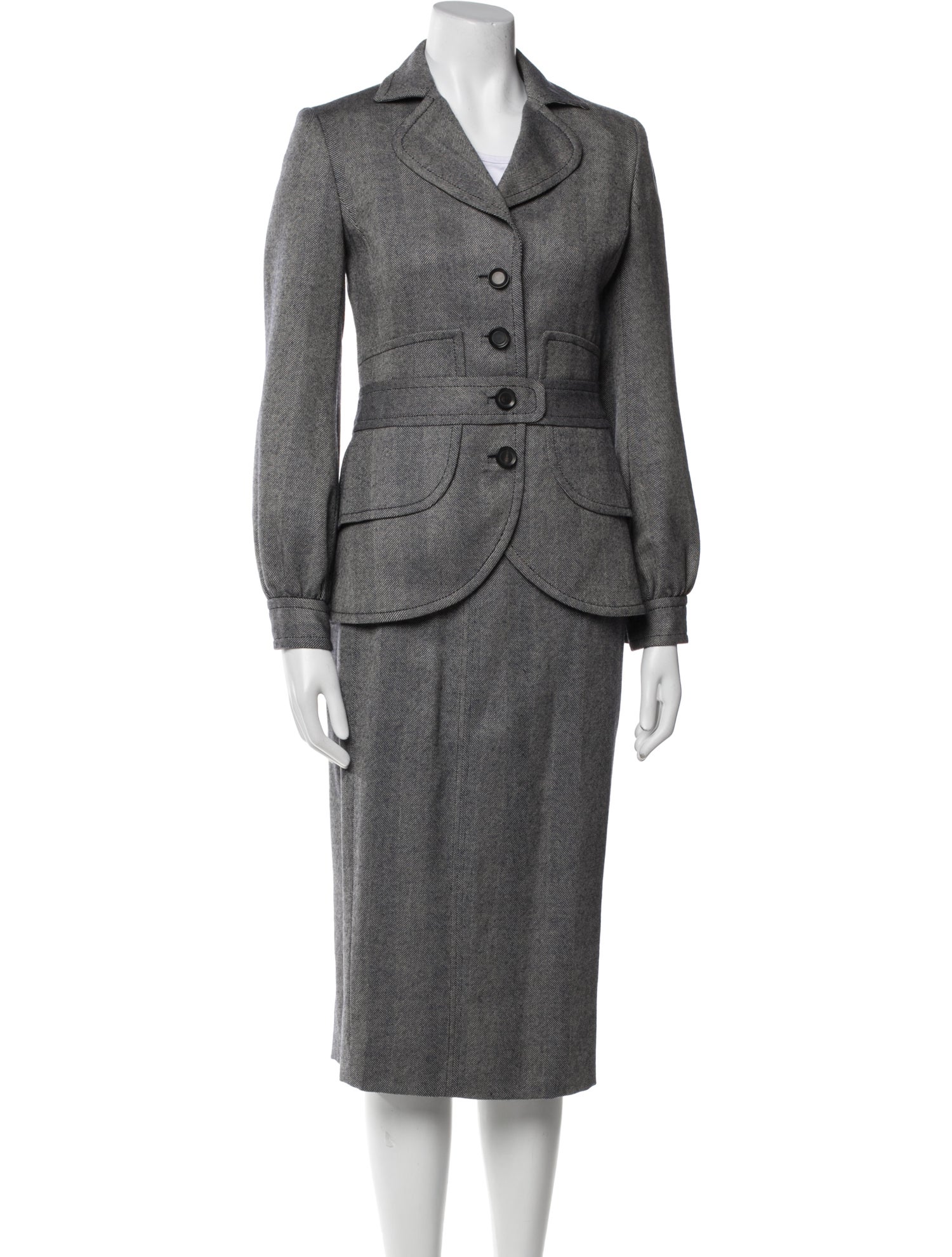 Carolina Herrera Virgin Wool Printed Skirt Set w/ Tags