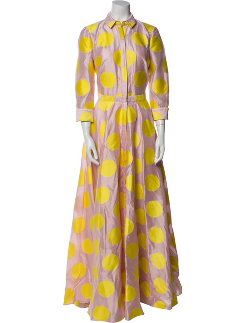 Carolina Herrera Polka Dot Print Long Dress