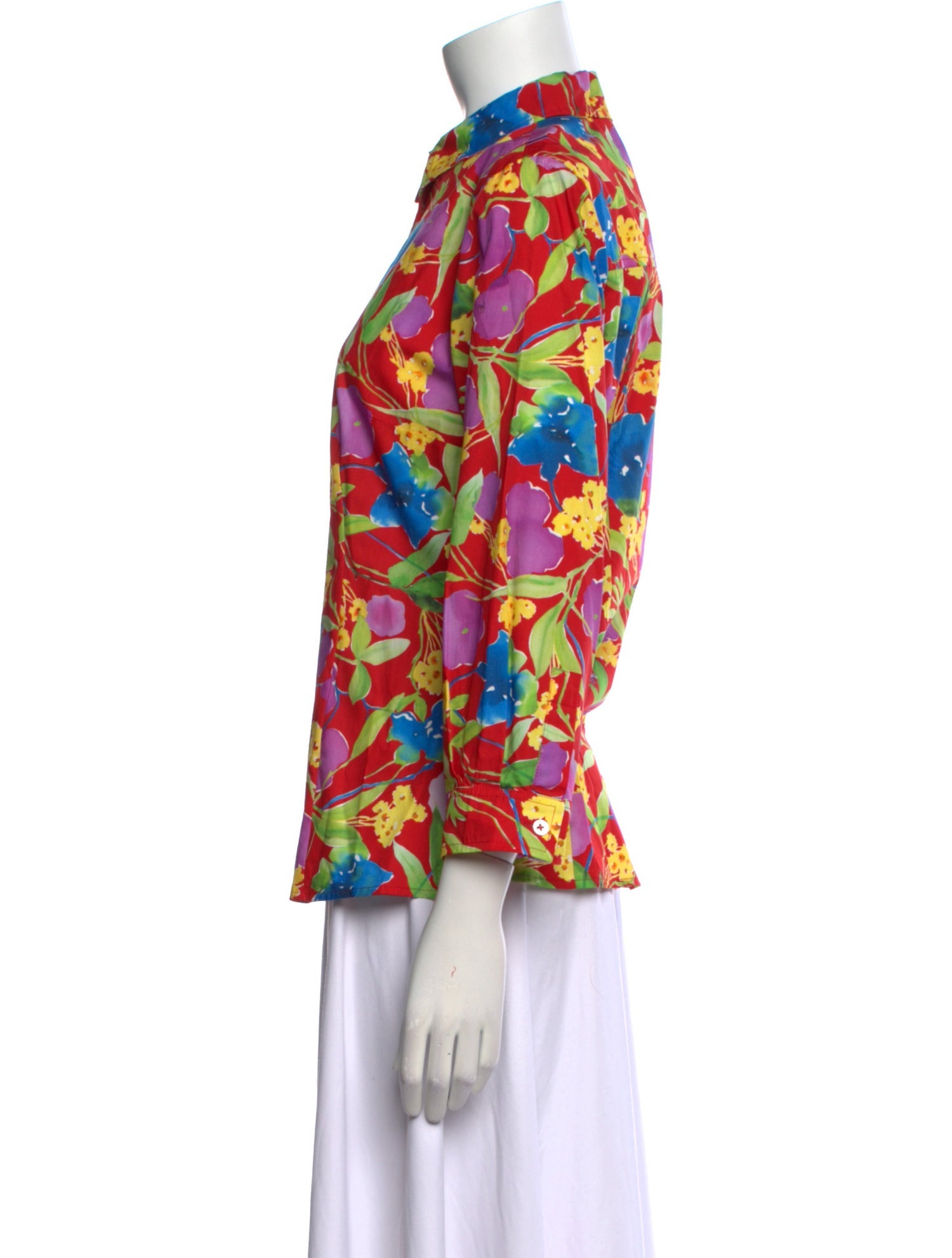 Carolina Herrera Floral Print Three-Quarter Sleeve Blouse w/ Tags