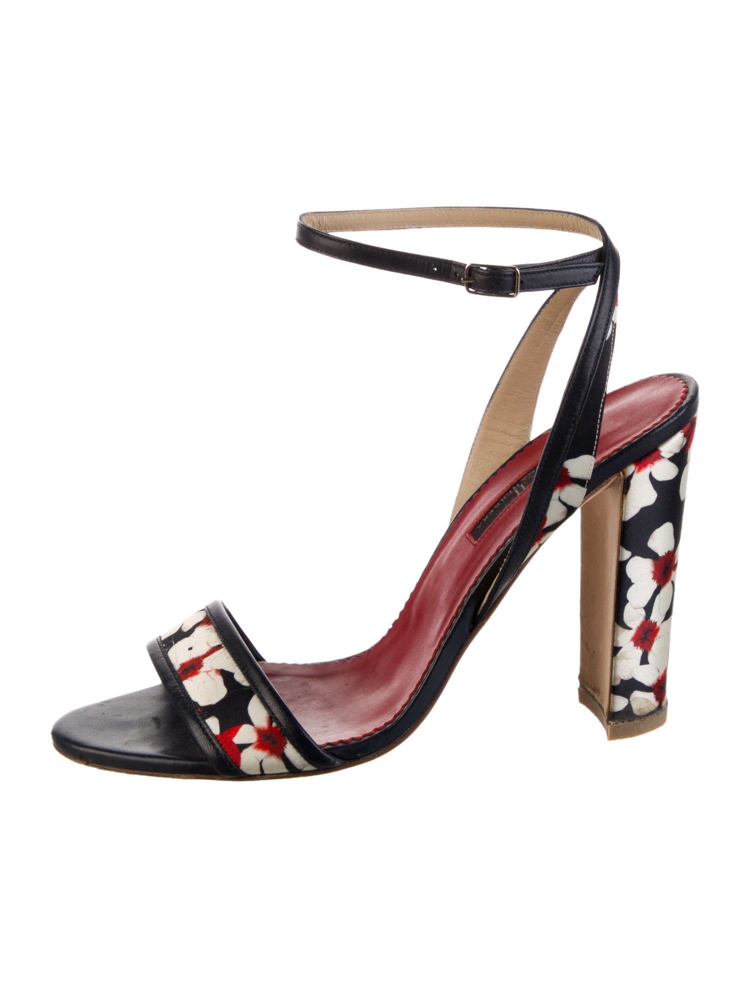 Carolina Herrera Leather Floral Print Sandals
