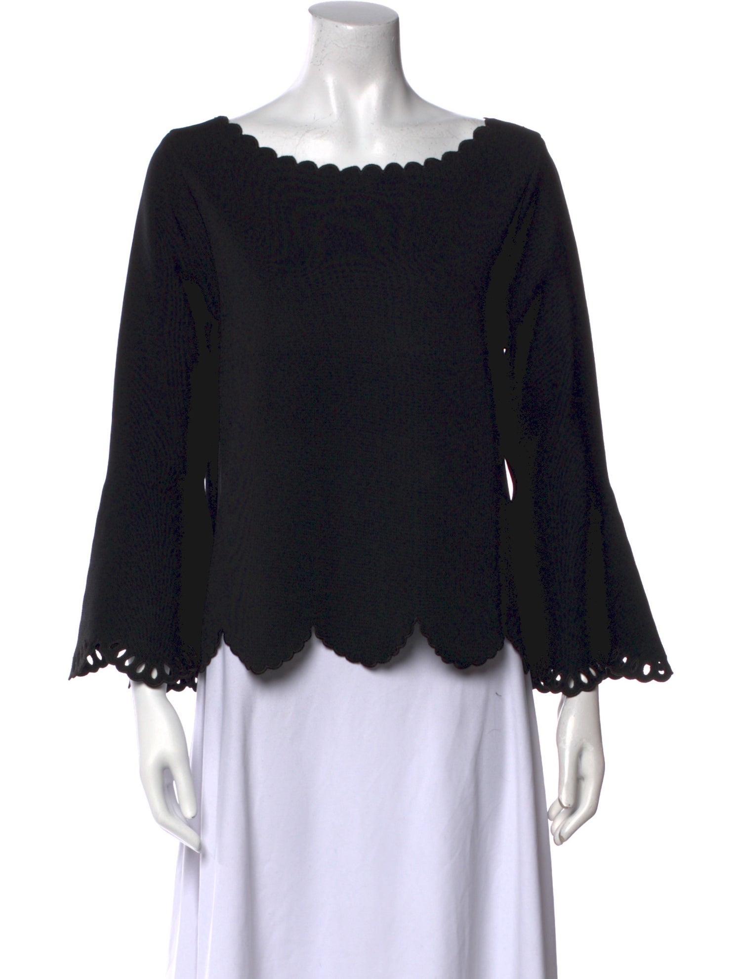 Carolina Herrera Scoop Neck Three-Quarter Sleeve Blouse