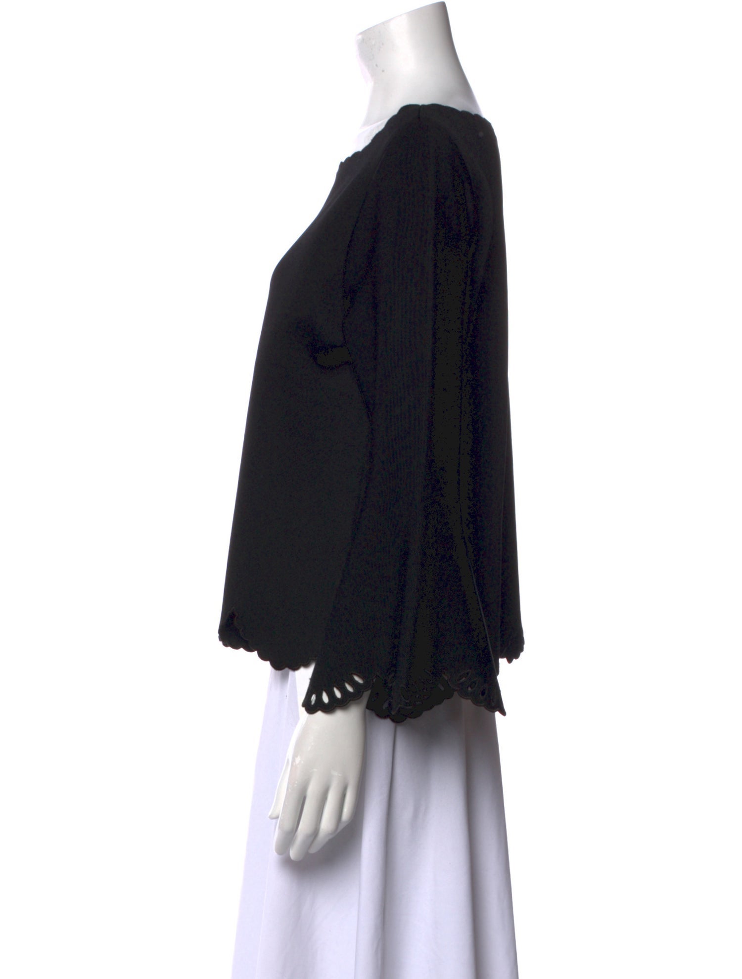 Carolina Herrera Scoop Neck Three-Quarter Sleeve Blouse