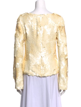 Carolina Herrera Scoop Neck Long Sleeve Blouse