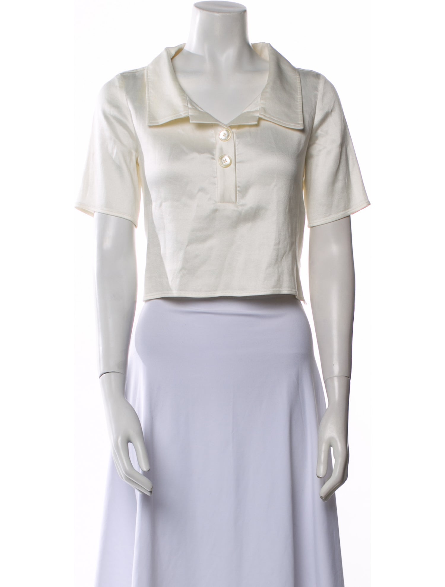 Carolina Herrera V-Neck Short Sleeve Crop Top