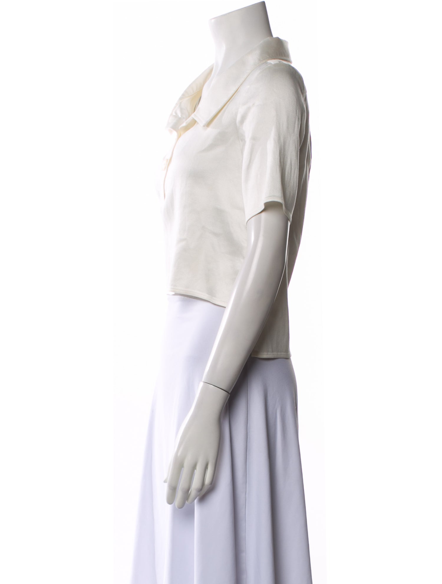 Carolina Herrera V-Neck Short Sleeve Crop Top