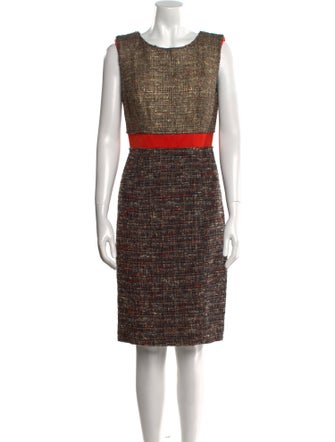Carolina Herrera Tweed Pattern Knee-Length Dress
