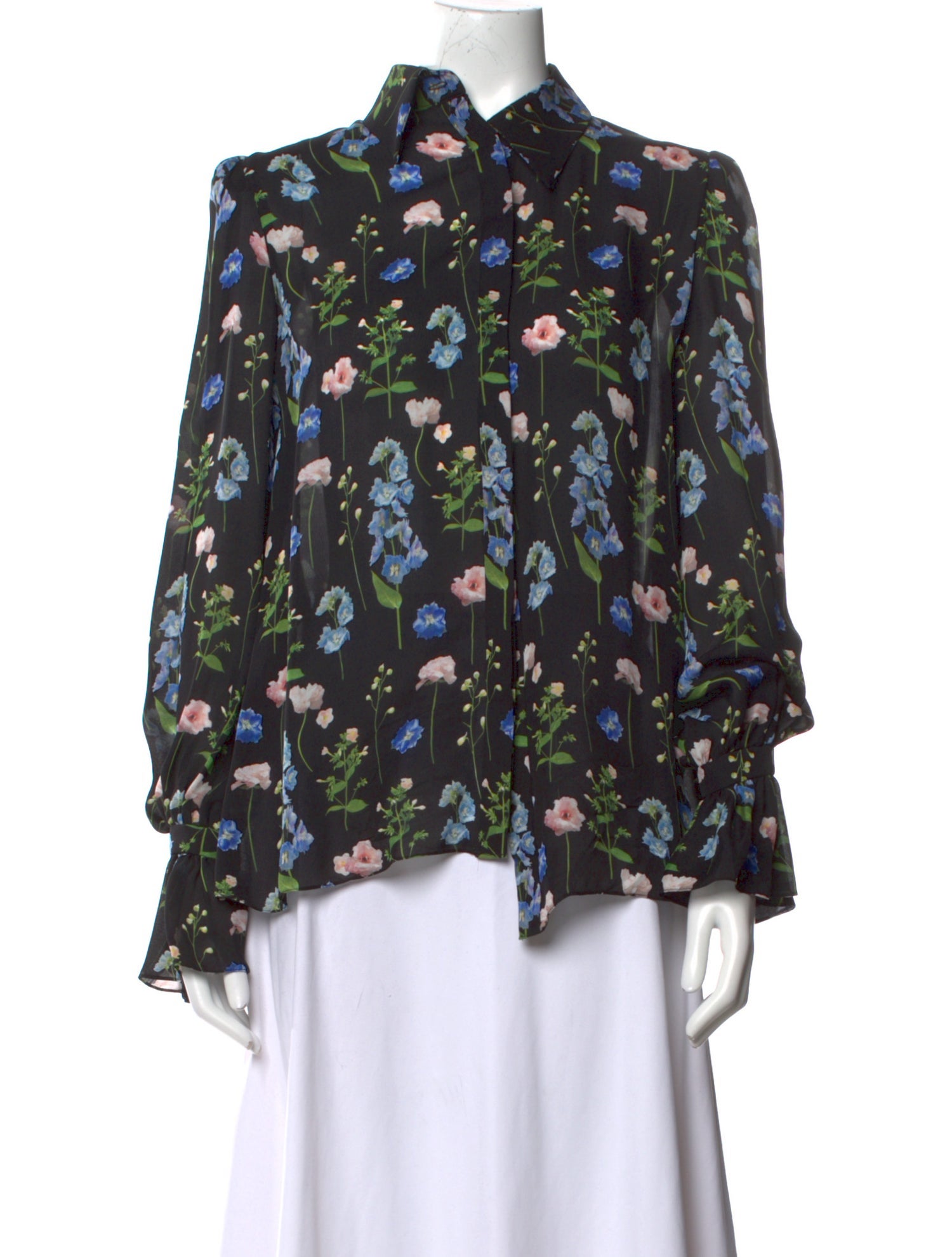 Carolina Herrera Silk Floral Print Blouse