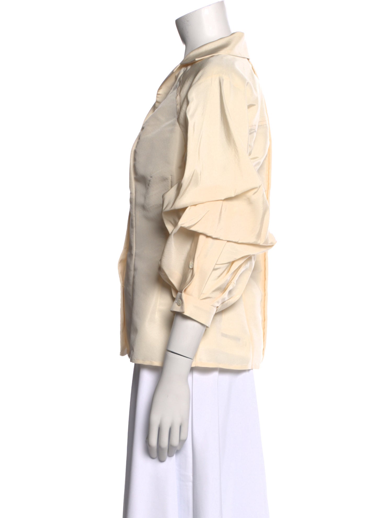 Carolina Herrera Silk Three-Quarter Sleeve Button-Up Top