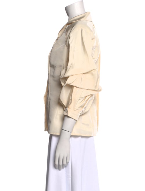 Carolina Herrera Silk Three-Quarter Sleeve Button-Up Top