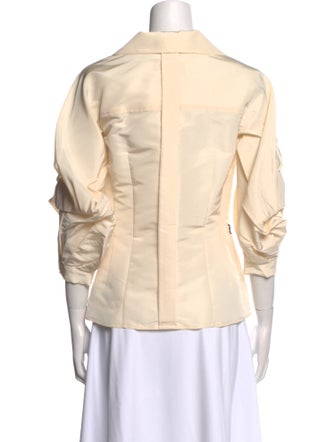 Carolina Herrera Silk Three-Quarter Sleeve Button-Up Top