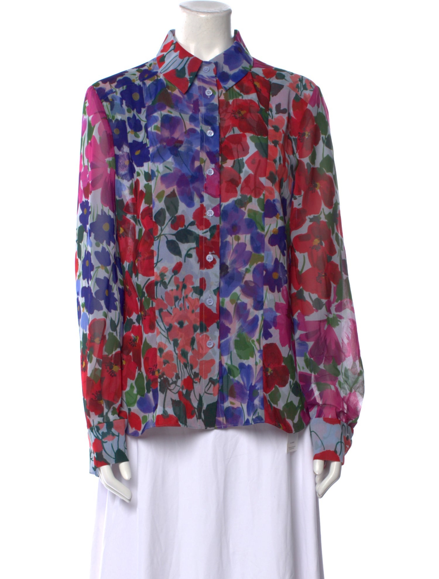 Carolina Herrera Floral Print Long Sleeve Button-Up Top