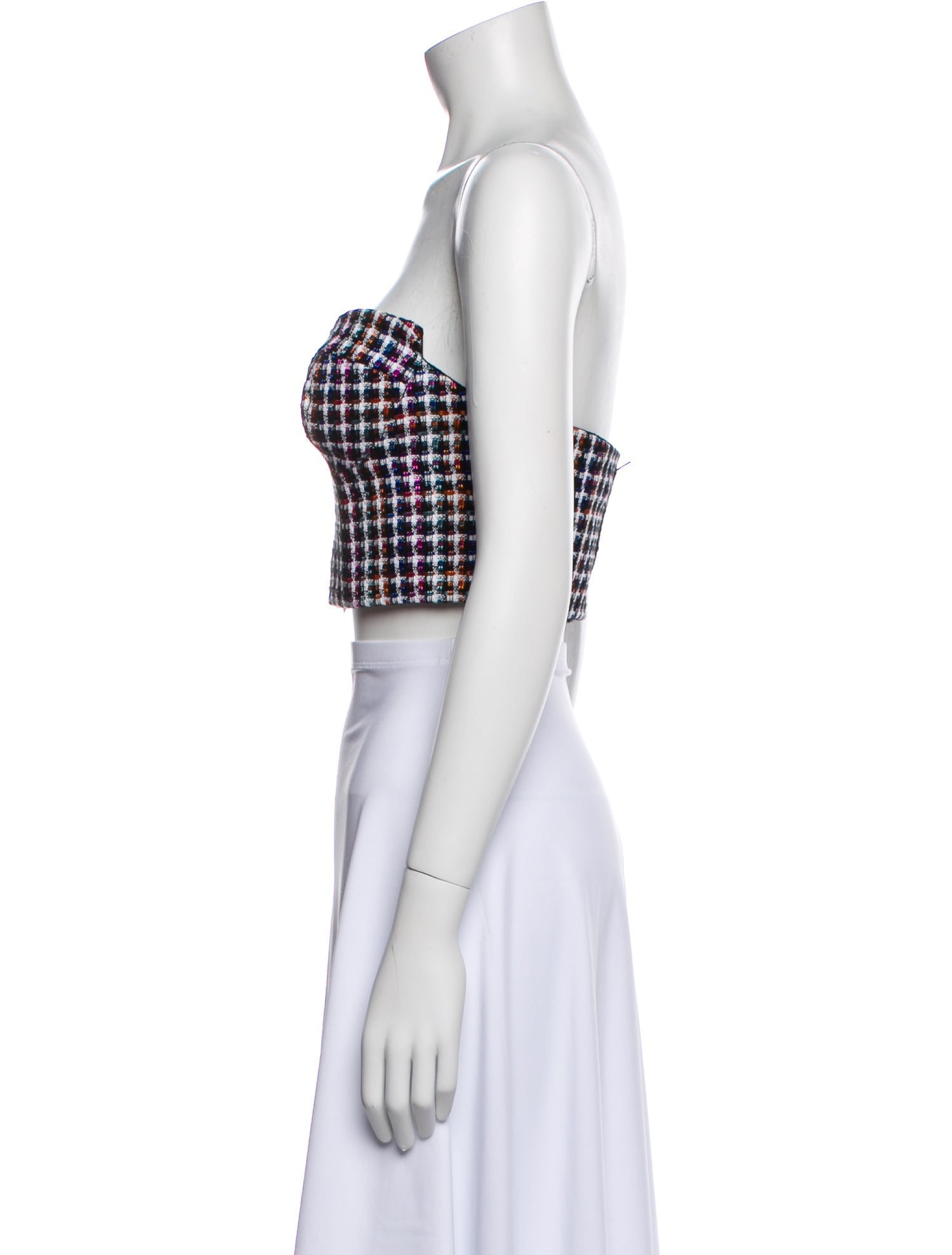 Carolina Herrera Plaid Print Strapless Crop Top w/ Tags