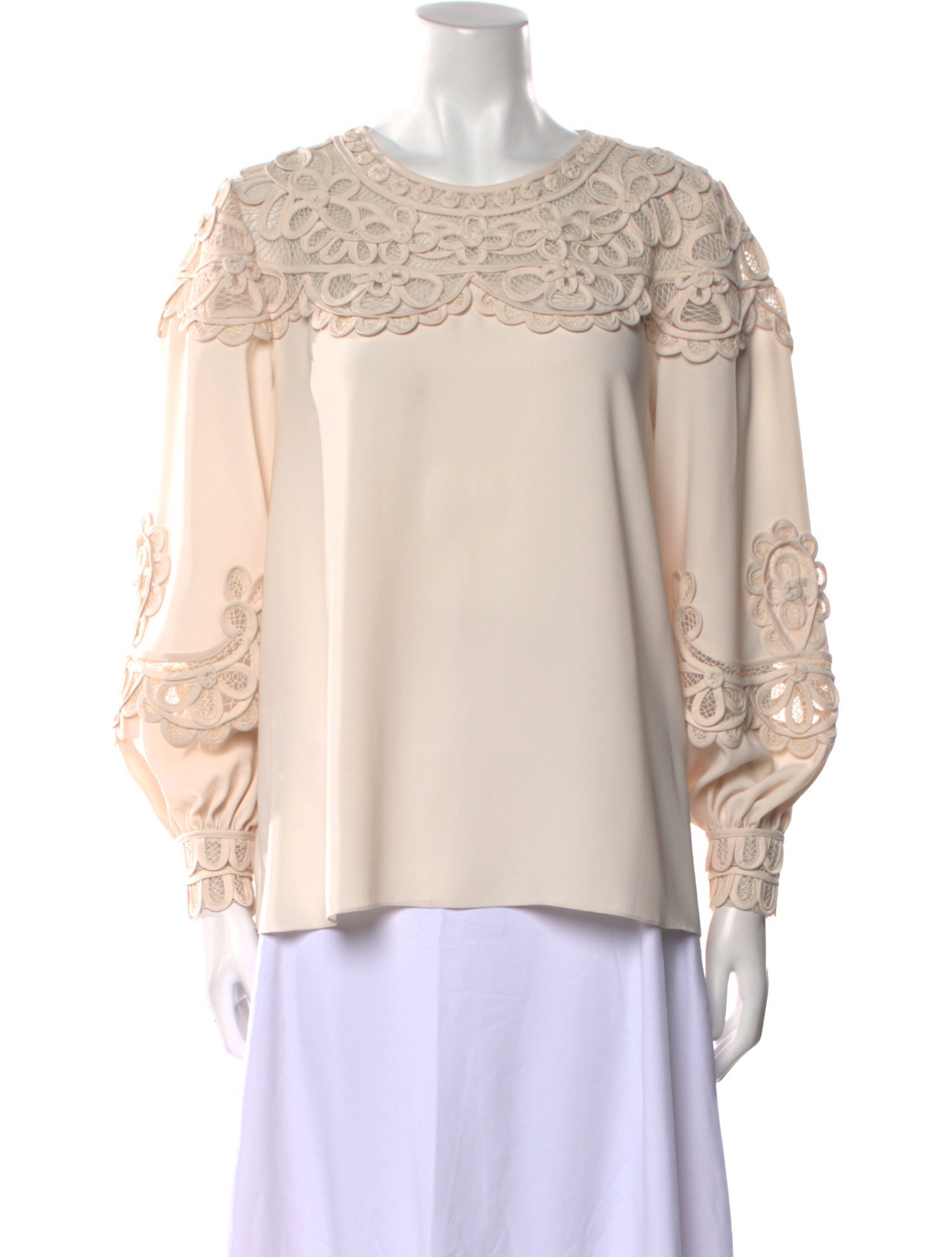 Carolina Herrera Crew Neck Long Sleeve Blouse