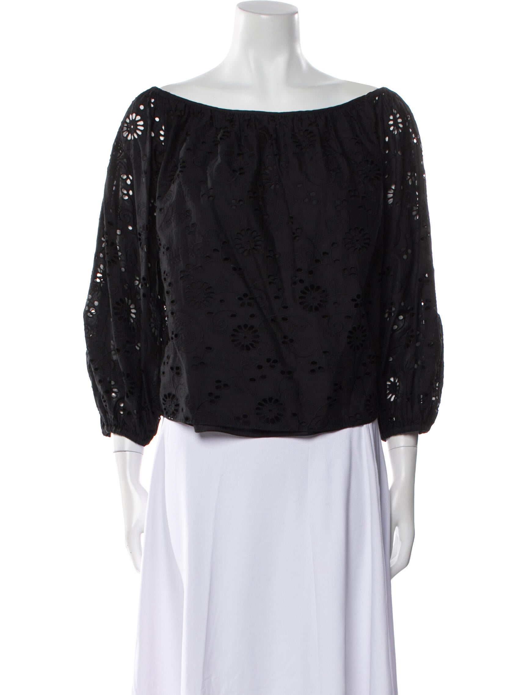 Carolina Herrera Off-The-Shoulder Three-Quarter Sleeve Blouse