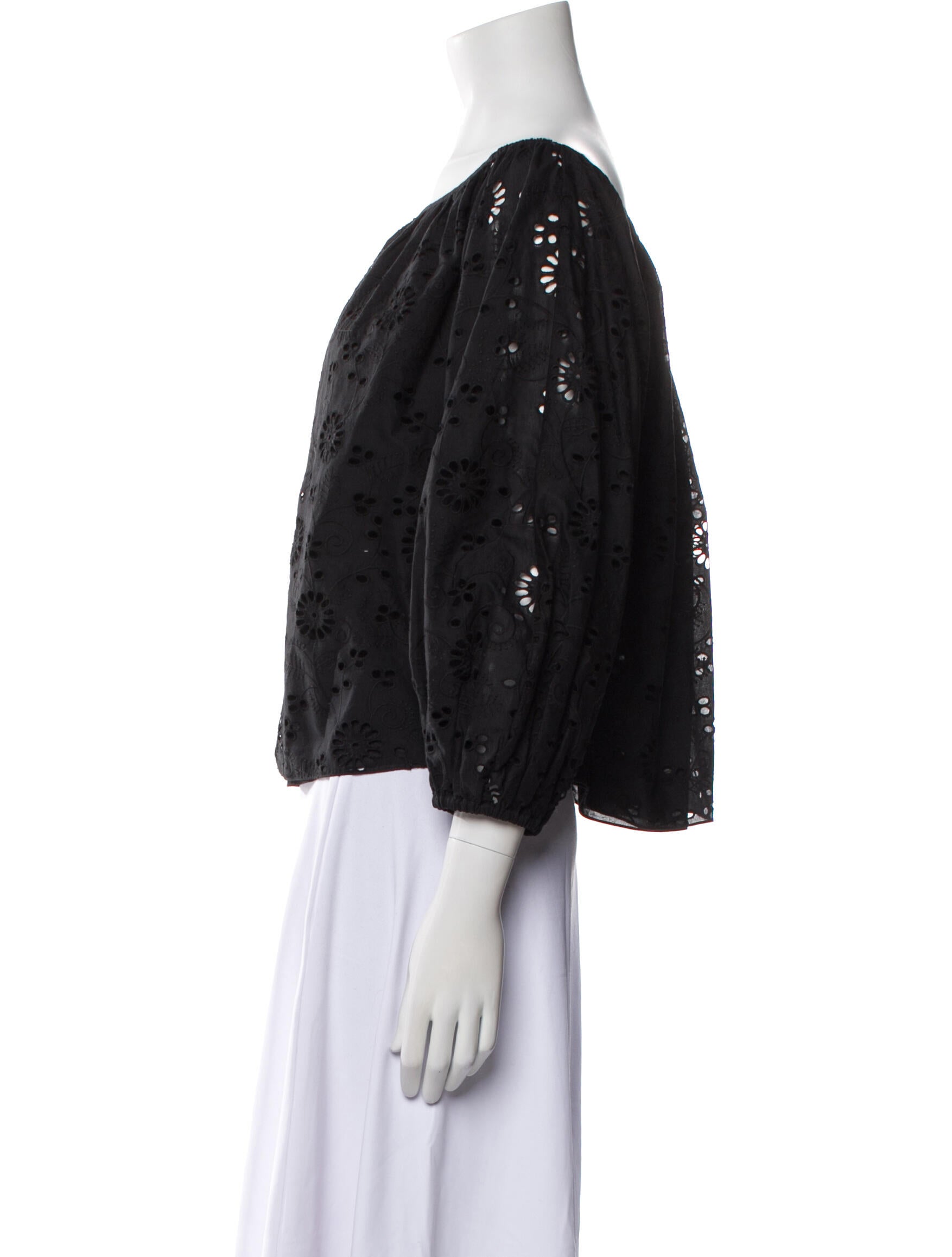 Carolina Herrera Off-The-Shoulder Three-Quarter Sleeve Blouse