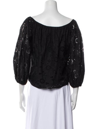 Carolina Herrera Off-The-Shoulder Three-Quarter Sleeve Blouse