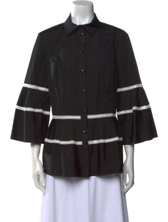 Carolina Herrera Three-Quarter Sleeve Button-Up Top