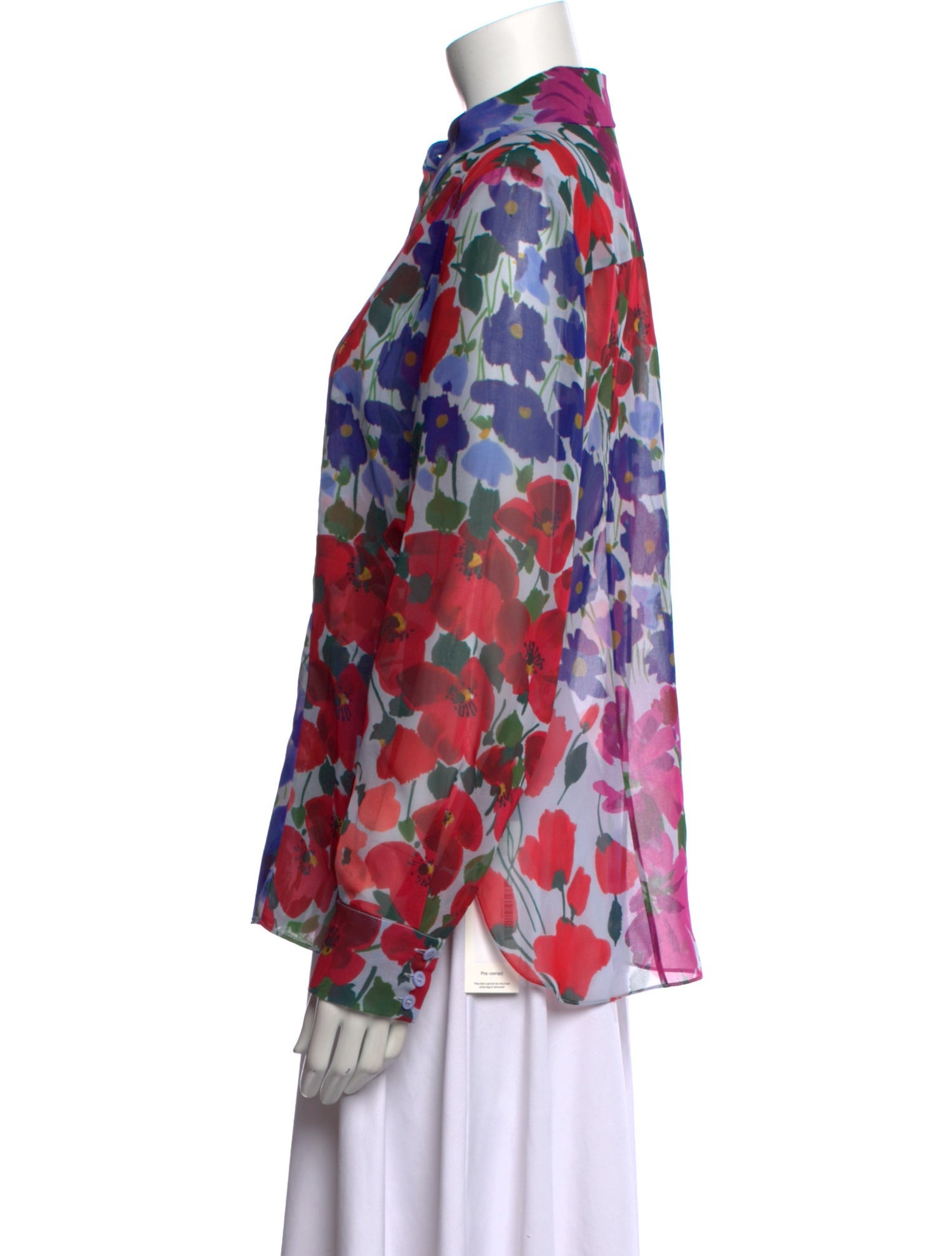 Carolina Herrera Floral Print Long Sleeve Button-Up Top