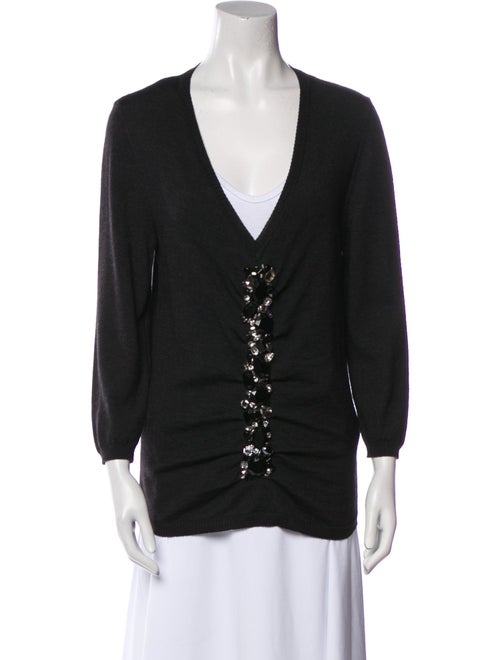 Carolina Herrera Virgin Wool Plunge Neckline Sweater