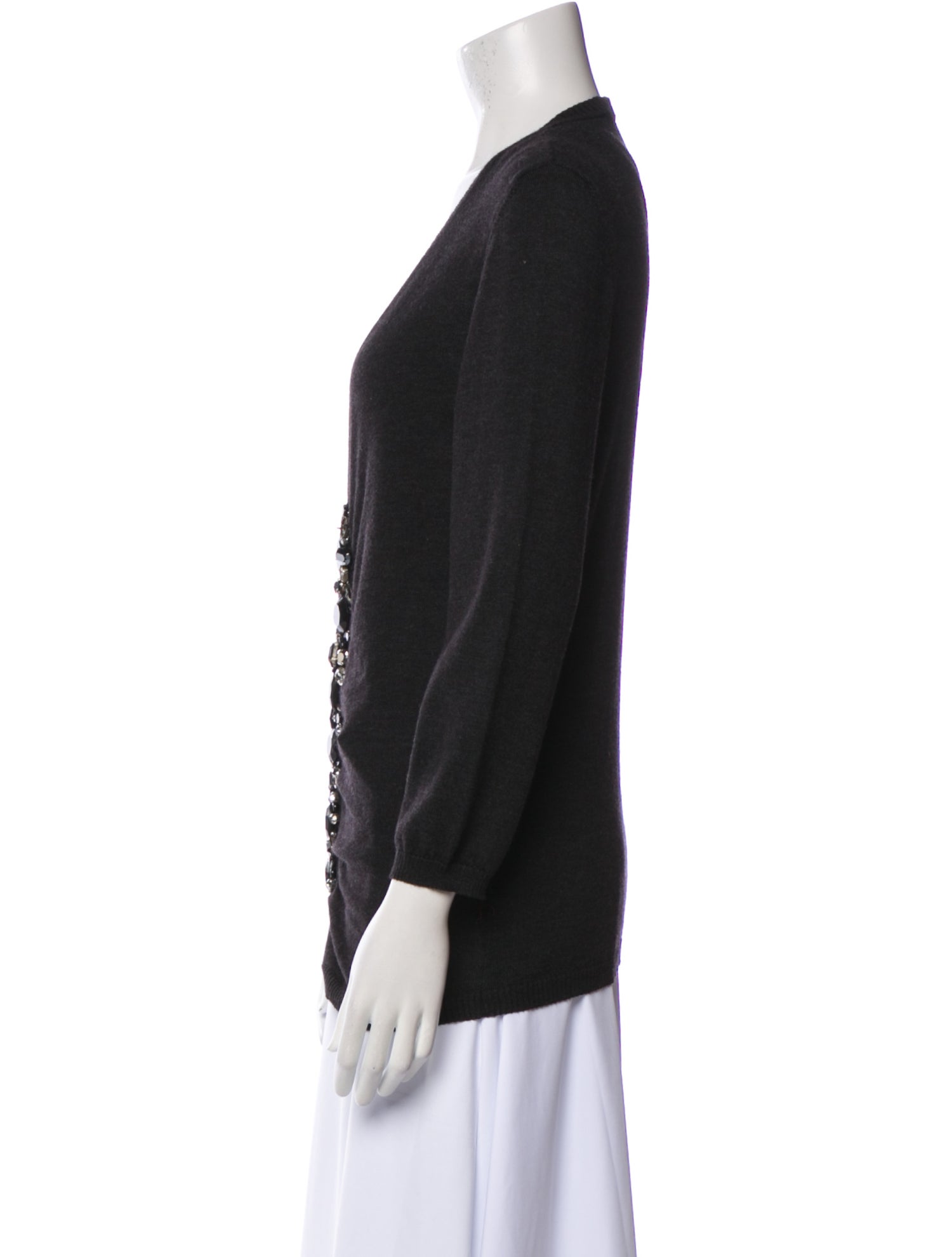 Carolina Herrera Virgin Wool Plunge Neckline Sweater