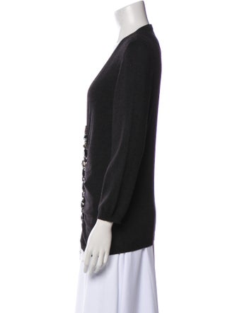 Carolina Herrera Virgin Wool Plunge Neckline Sweater