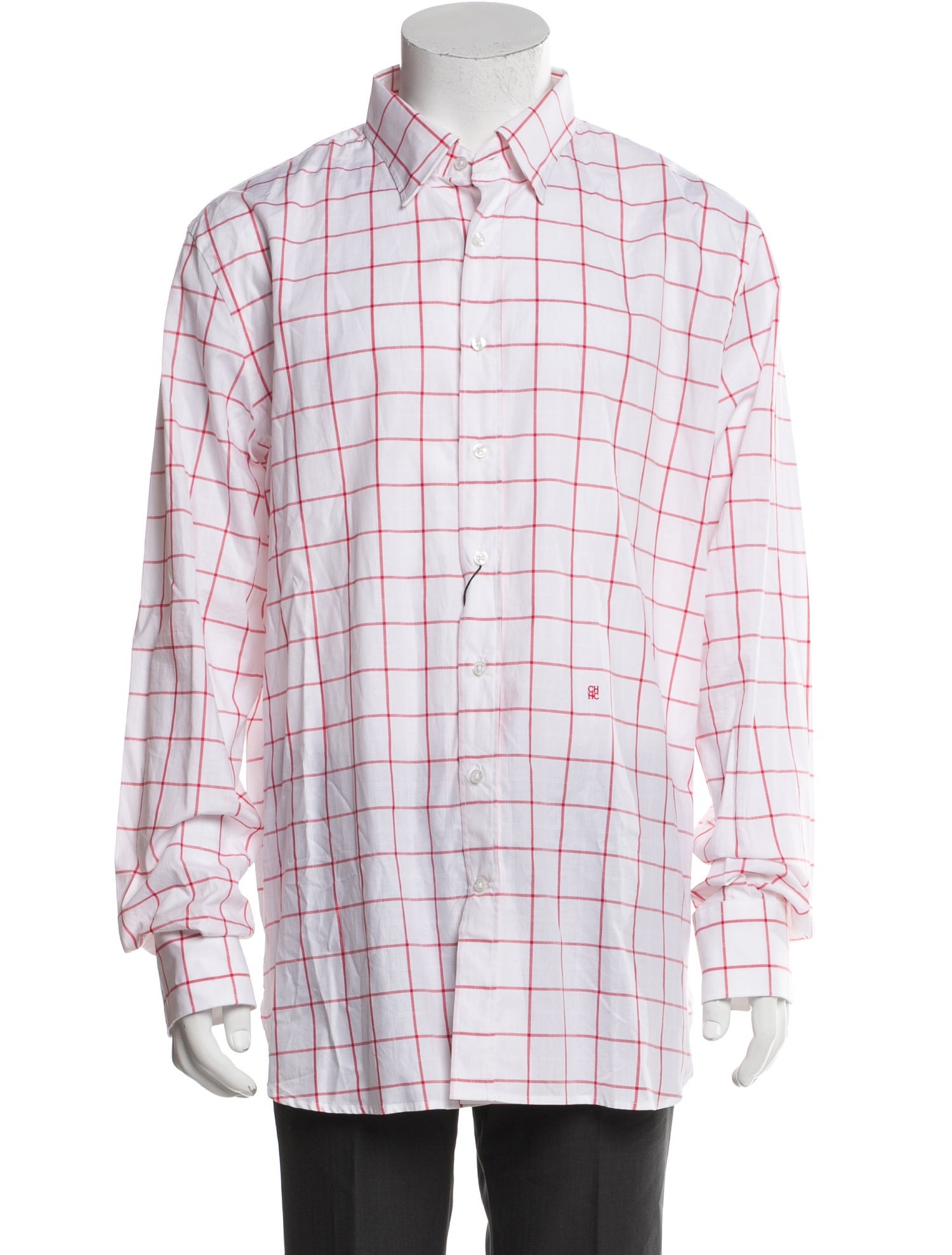 CH Carolina Herrera Plaid Print Long Sleeve Shirt w/ Tags