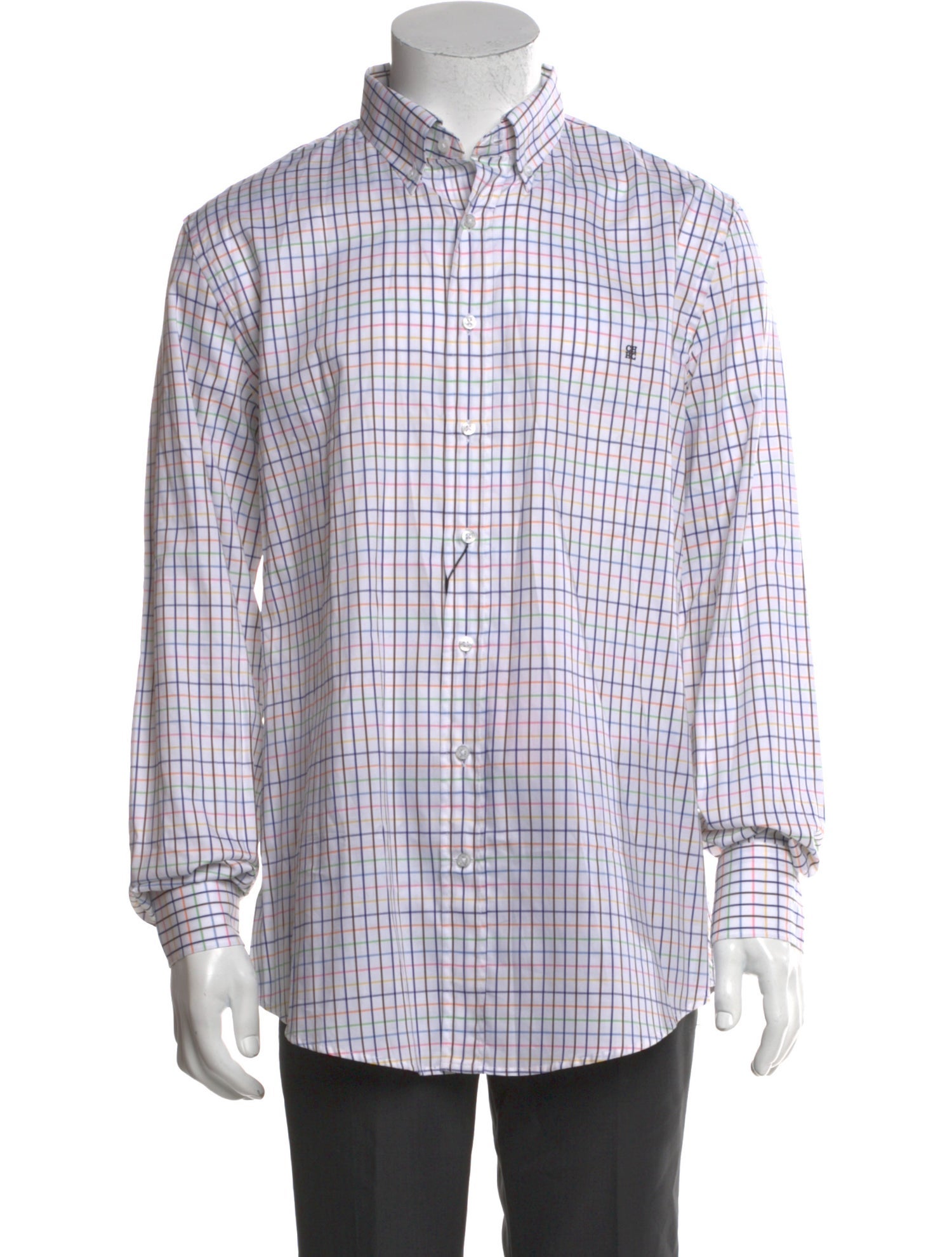 CH Carolina Herrera Plaid Print Long Sleeve Dress Shirt w/ Tags