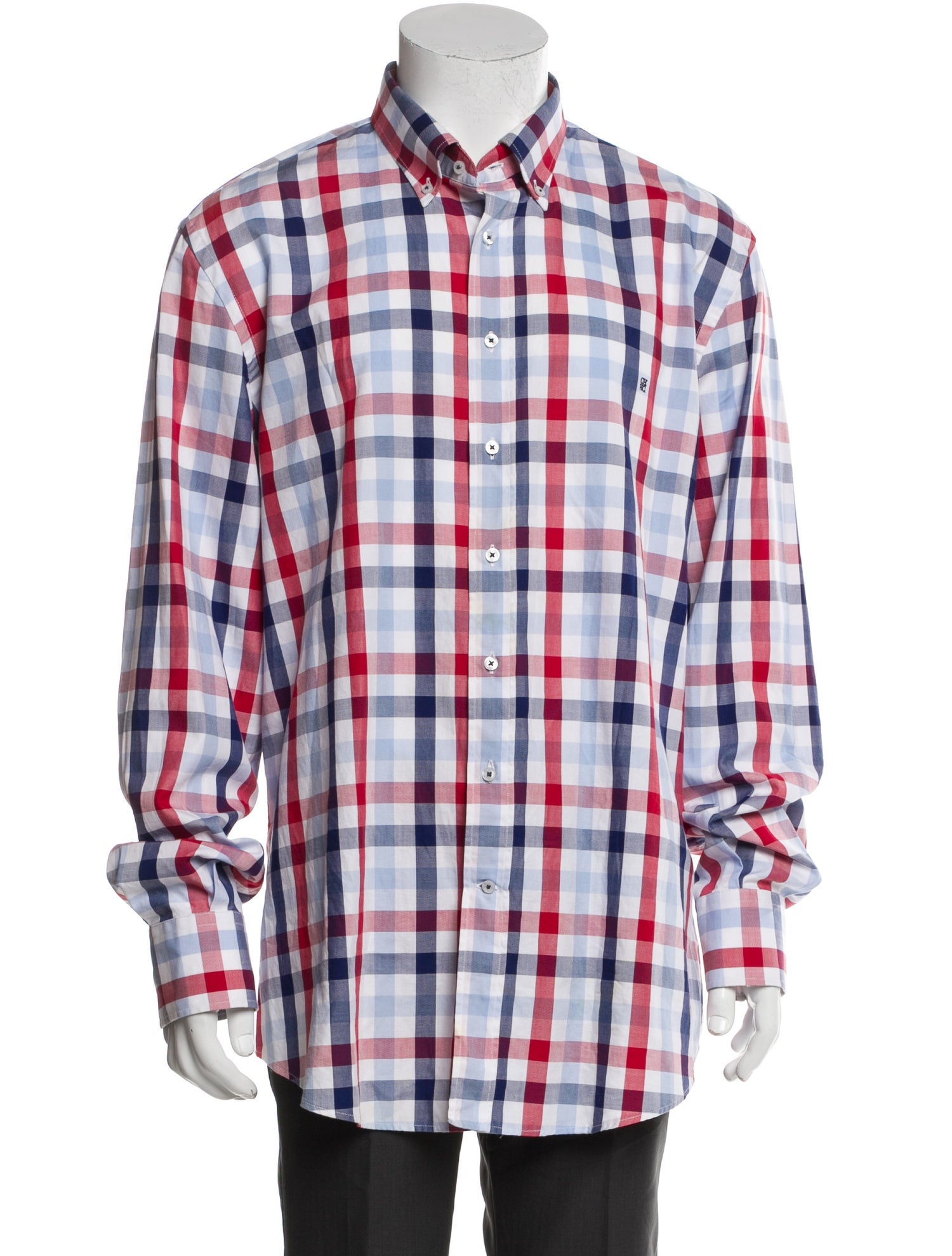 CH Carolina Herrera Plaid Print Long Sleeve Shirt