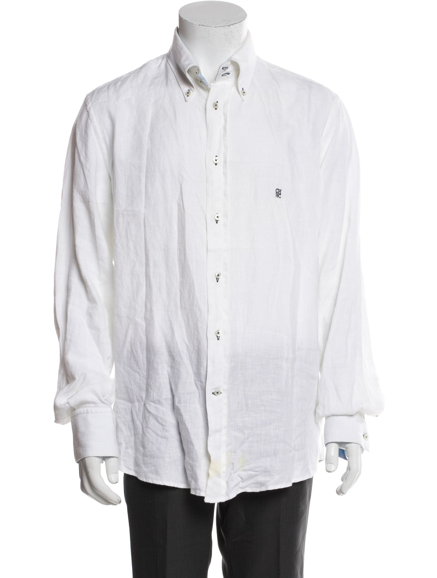 Carolina Herrera Linen Long Sleeve Dress Shirt