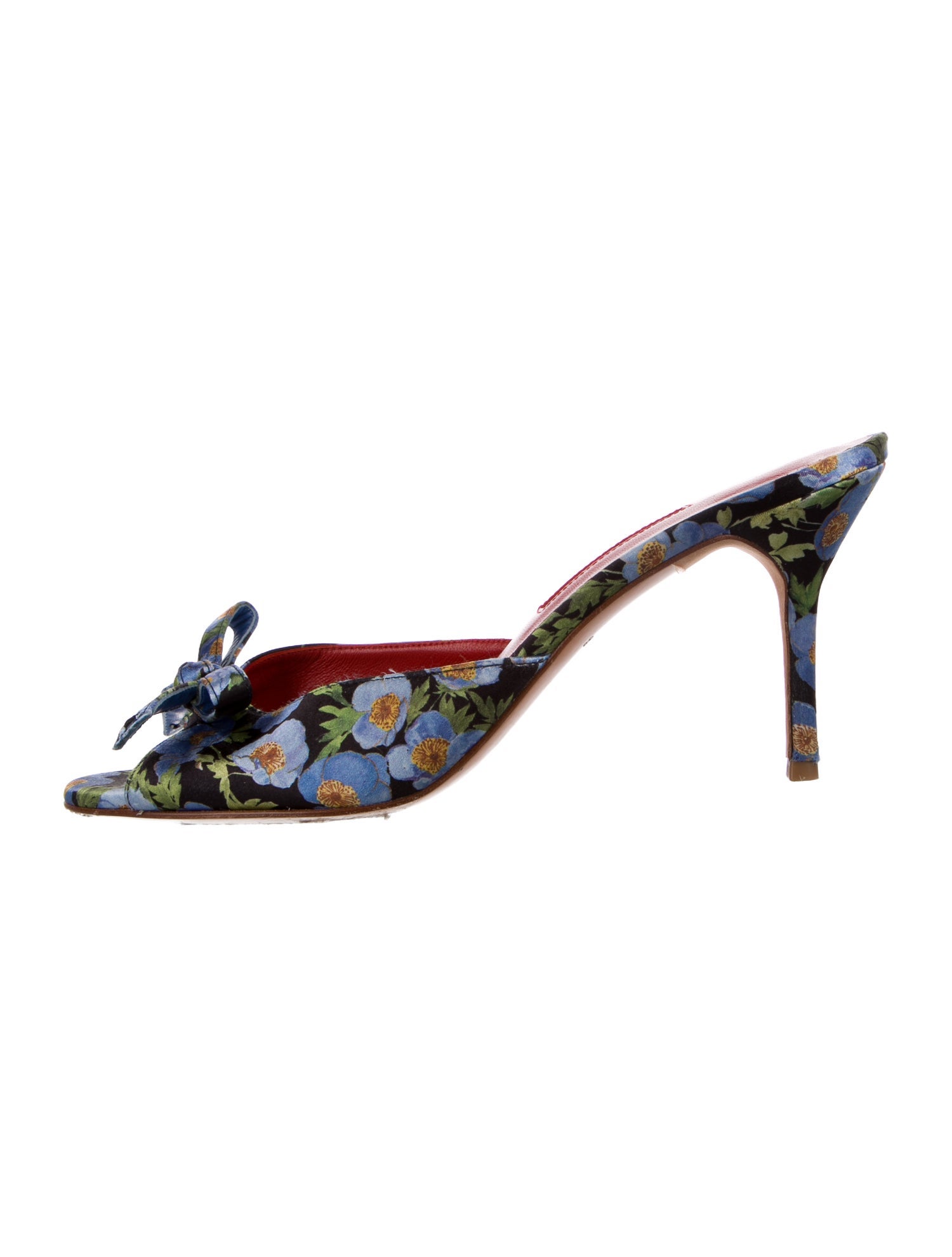 Carolina Herrera Satin Floral Print Slides