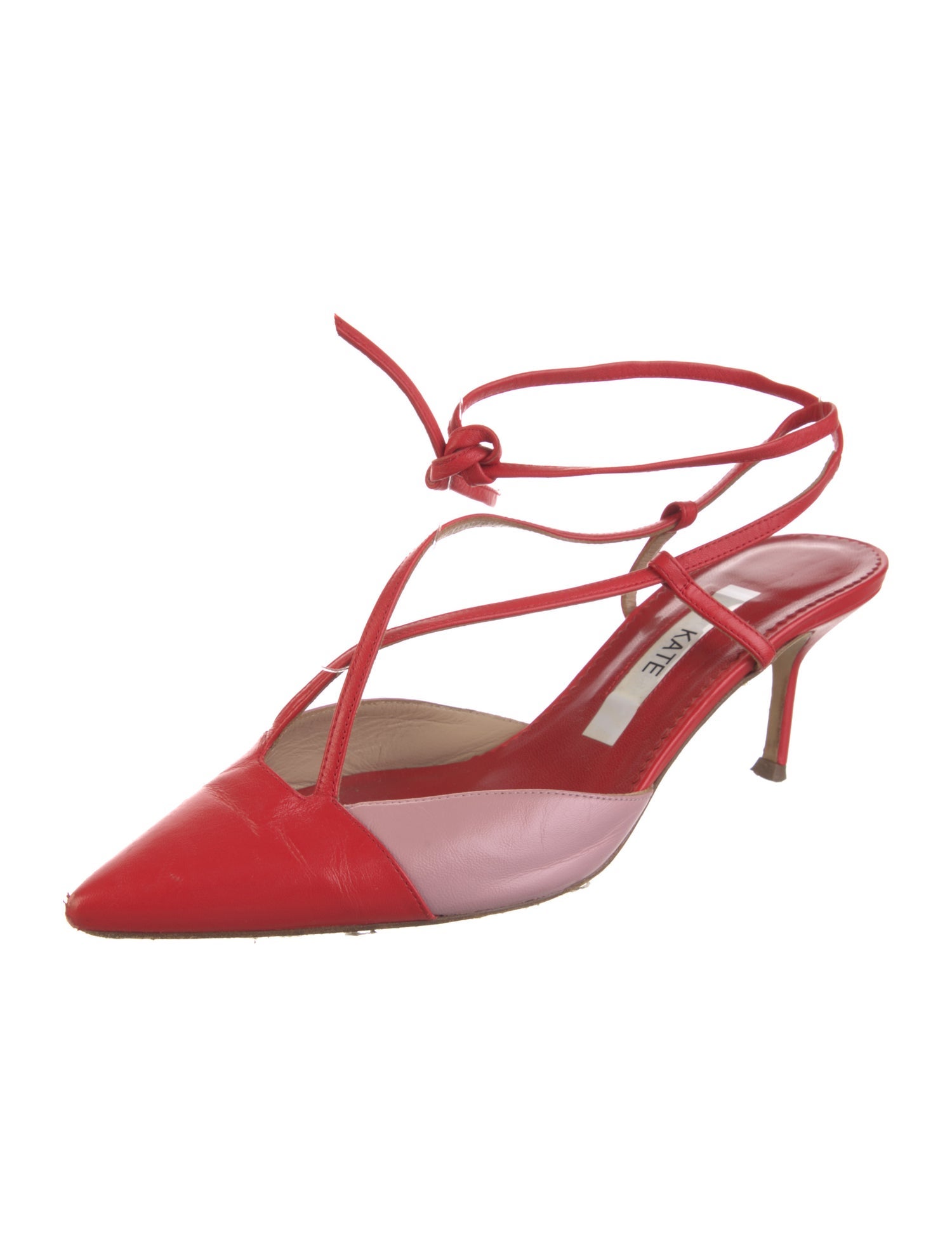 Carolina Herrera Leather Colorblock Pattern Slingback Pumps