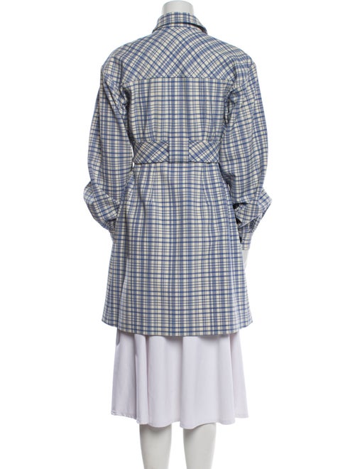 Carolina Herrera Virgin Wool Plaid Print Trench Coat