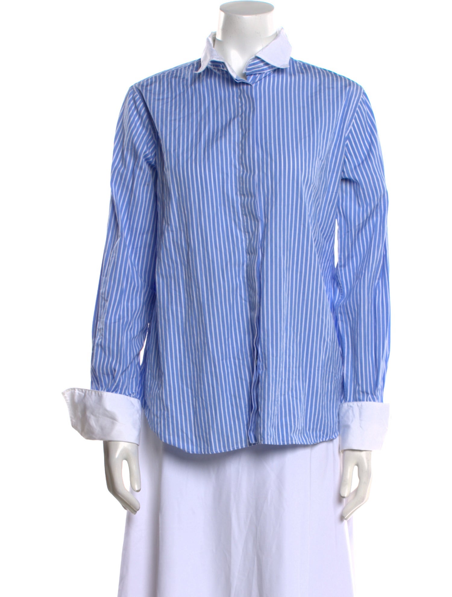 Carolina Herrera Striped Long Sleeve Button-Up Top