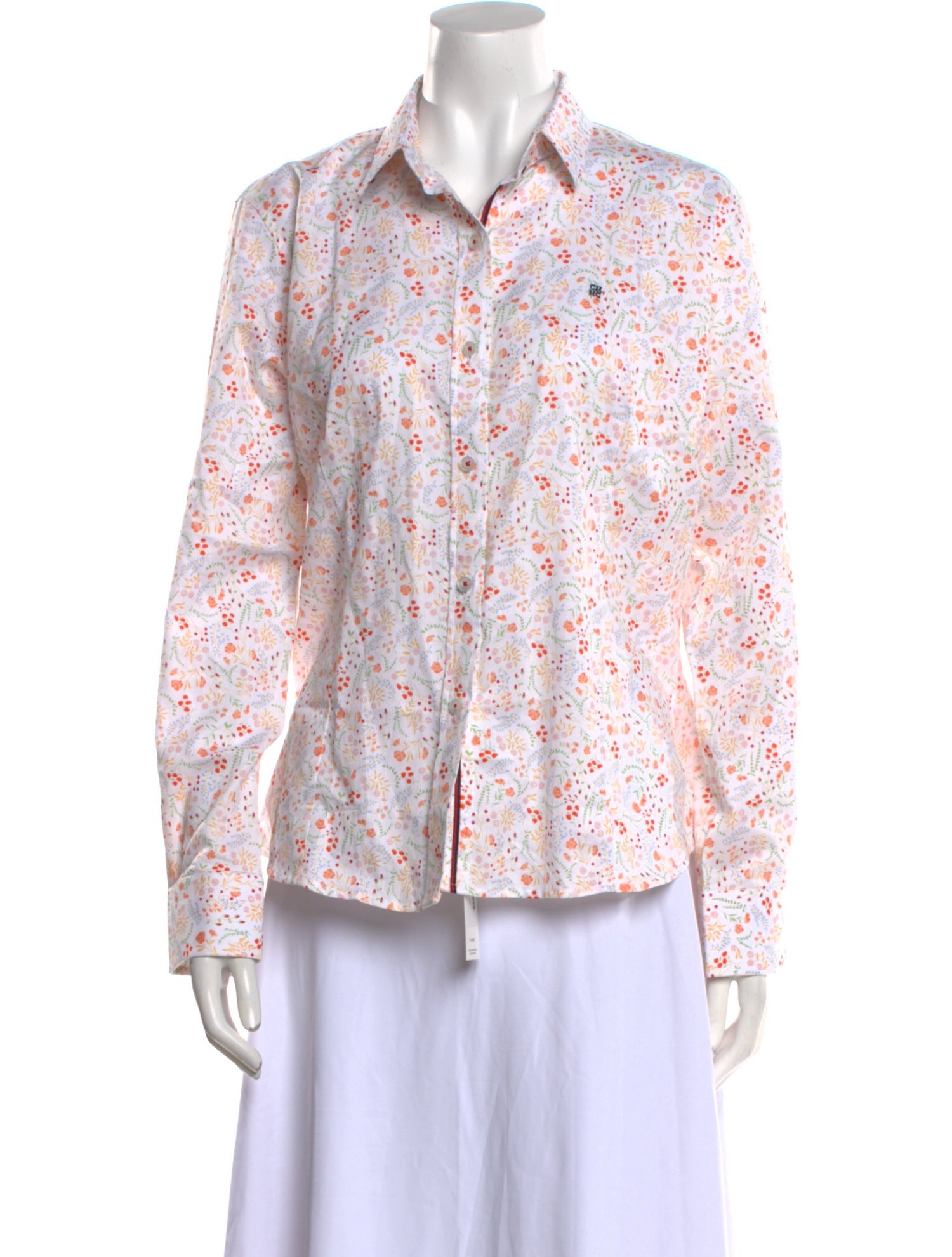 Carolina Herrera Floral Print Long Sleeve Button-Up Top