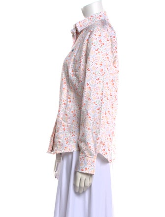 Carolina Herrera Floral Print Long Sleeve Button-Up Top